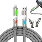 4 in 1 USB C Cable 240W Fast Charging & Data Sync Multi Silicone RGB Charge Cord