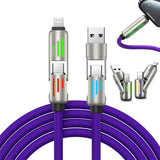 4 in 1 USB C Cable 240W Fast Charging & Data Sync Multi Silicone RGB Charge Cord