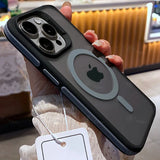 New Bicolor Matte Magnetic Phone Case for Iphone 16 Translucent Shockproof Bumper Hard 