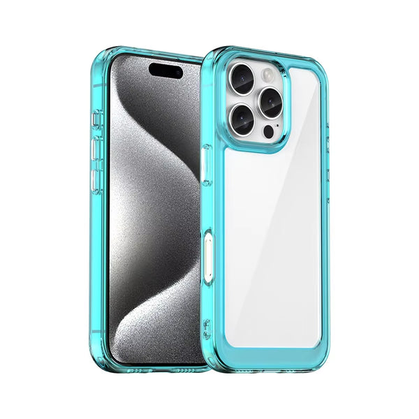 For Iphone 16 Pro Max Case for Iphone 16 Pro Cover Shockproof Colorful Soft Edge Silicone Transparent Bumper for Iphone 16 Plus