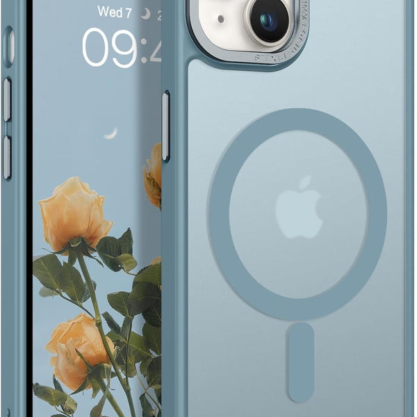 Magnetic for Iphone 13 Case & Iphone 14 Case [Compatible with Magsafe] Translucent Matte Magnetic Phone Case Iphone 13/14 Shockproof Women Men Protective Cover for Iphone 13/14, Gray Blue